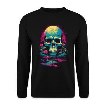 Retro Skull Head - Unisex Sweatshirt - black - Front - Alina (178cm) & Michal (187cm)