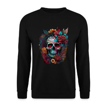 Der Totenkopf, ein zeitloses Symbol - Unisex Pullover - Schwarz - Vorne - Alina (178cm) & Michal (187cm)
