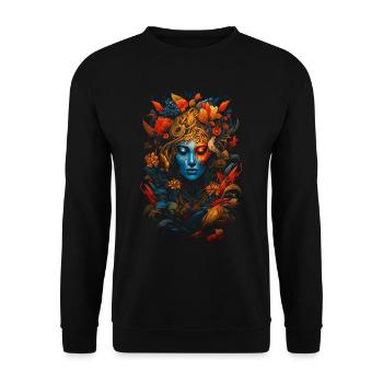 einzigartiger Stil, Blumen, Frauen - Unisex Pullover - Schwarz - Vorne - Alina (178cm) & Michal (187cm)