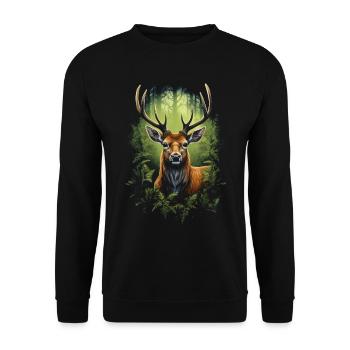 Deer - Unisex Sweatshirt - black - Front - Alina (178cm) & Michal (187cm)