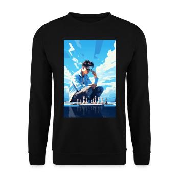 Réflexion d’un jeune joueur d’échecs - Sweat-shirt Unisexe - noir - Devant - Alina (178cm) & Michal (187cm)