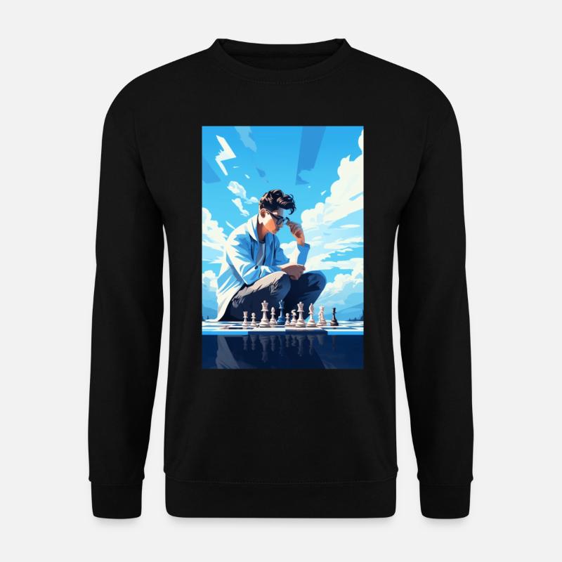 Junger Schachspieler beim Nachdenken - Unisex Pullover - Schwarz