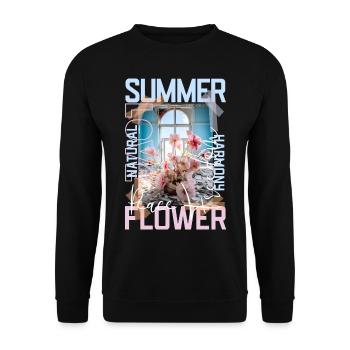 Summer - Flower by ART8NS - Art ON Streetwear - Unisex Sweatshirt - black - Front - Alina (178cm) & Michal (187cm)