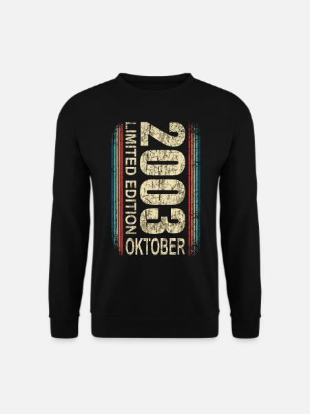 Oktober 2003 Geburtstag Mann 50 Jahre Retro Shirt - Unisex Pullover - Schwarz