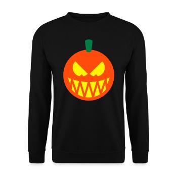 Halloween Pumpkin (Jack O’Lantern / Emoticon / 3C) - Unisex Sweatshirt - black - Front - Alina (178cm) & Michal (187cm)