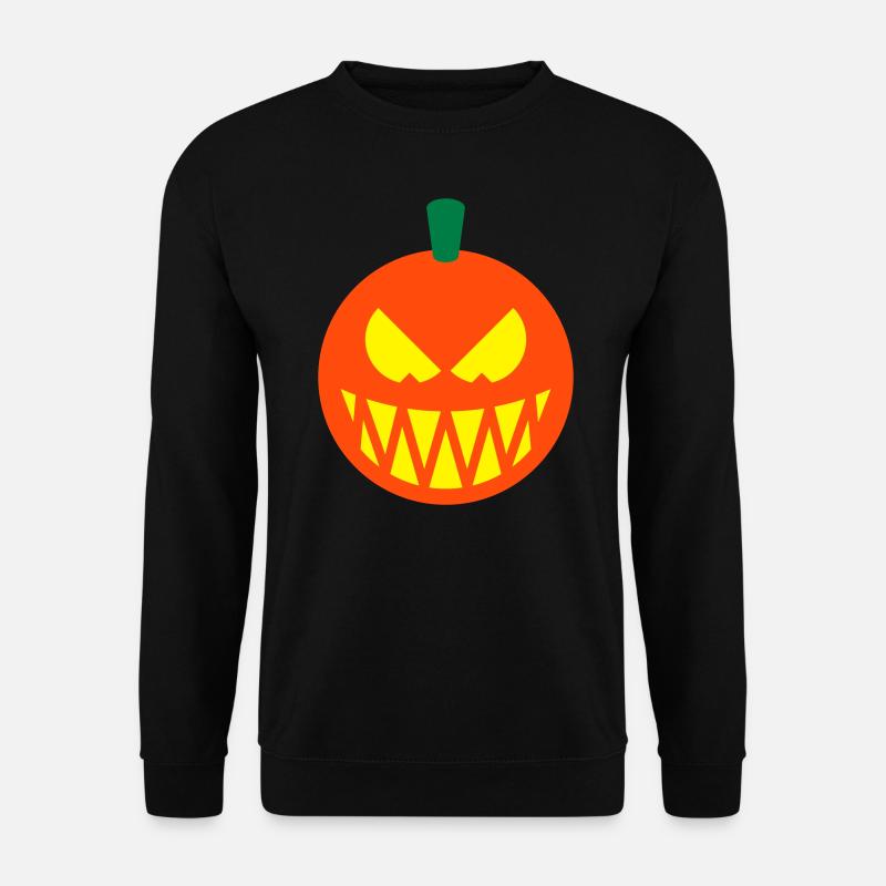 Halloween Kürbis (Kürbislaterne / Emoticon / 3C) - Unisex Pullover - Schwarz