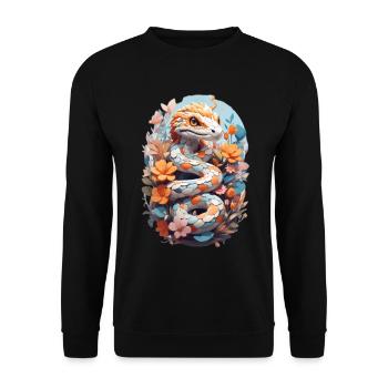 Vivid Snake and Fantasy Flowers: A Psychedelic and - Unisex Sweatshirt - black - Front - Alina (178cm) & Michal (187cm)