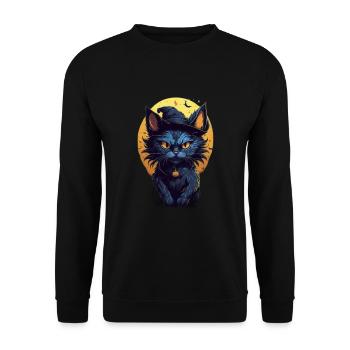 Chat effrayant et tête de citrouille: un effrayant et drôle - Sweat-shirt Unisexe - noir - Devant - Alina (178cm) & Michal (187cm)