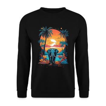 Urban Jungle Majesty: éléphant coloré - Sweat-shirt Unisexe - noir - Devant - Alina (178cm) & Michal (187cm)