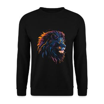 Regal Majesty: Lion Silhouette at Sunset - Unisex Sweatshirt - black - Front - Alina (178cm) & Michal (187cm)