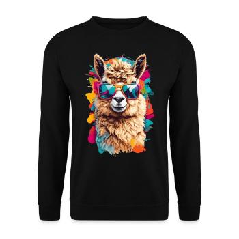 Cool llama: Beastly cute with sunglasses - Unisex Sweatshirt - black - Front - Alina (178cm) & Michal (187cm)
