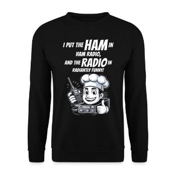 Radiantly Funny Amateur Ham Radio Operator Chef - Unisex Sweatshirt - black - Front - Alina (178cm) & Michal (187cm)