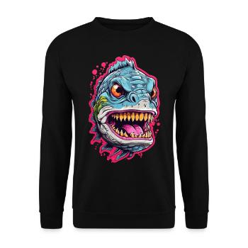 Piranha Power - Fish of Danger - Unisex Sweatshirt - black - Front - Alina (178cm) & Michal (187cm)