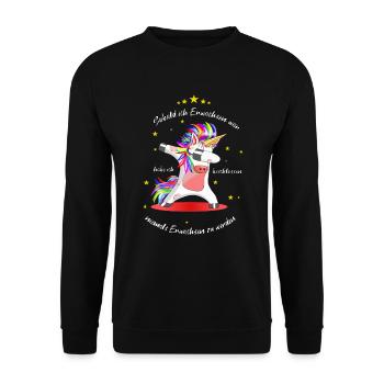 Tanzendes Einhorn - Nie erwachsen werden - Unisex Pullover - Schwarz - Vorne - Alina (178cm) & Michal (187cm)