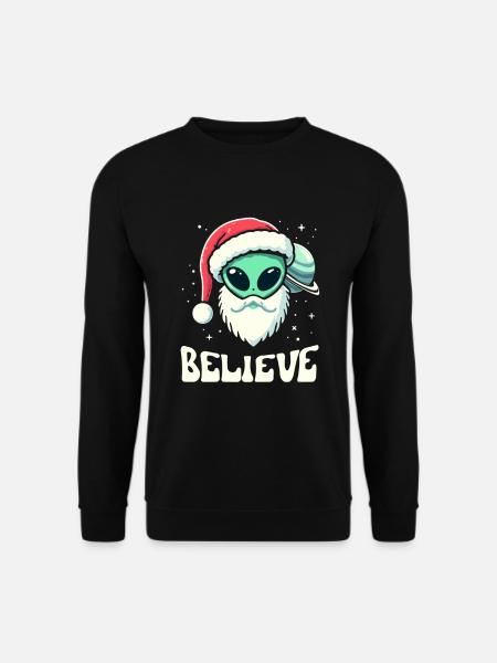 Believe in Alien Santa - Unisex Pullover - Schwarz