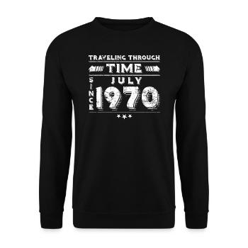 Vintage Time Travel anniversaire Design juillet 1970 - Sweat-shirt Unisexe - noir - Devant - Alina (178cm) & Michal (187cm)