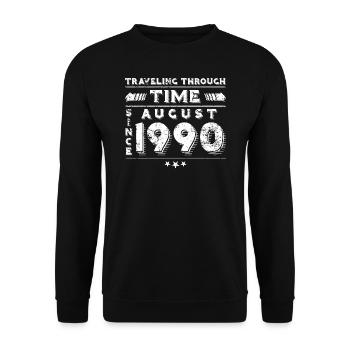 Vintage Time Travel anniversaire Design août 1990 - Sweat-shirt Unisexe - noir - Devant - Alina (178cm) & Michal (187cm)