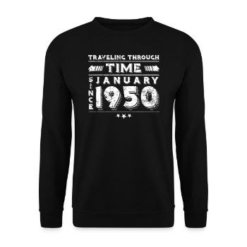 Vintage Time Travel anniversaire Design janvier 1950 - Sweat-shirt Unisexe - noir - Devant - Alina (178cm) & Michal (187cm)
