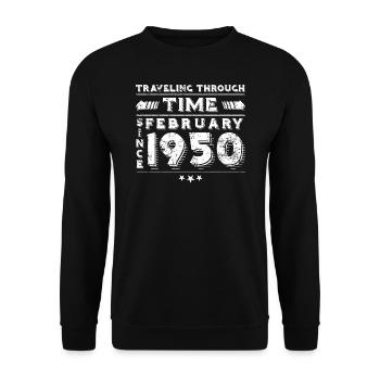 Vintage Time Travel anniversaire Design février 1950 - Sweat-shirt Unisexe - noir - Devant - Alina (178cm) & Michal (187cm)