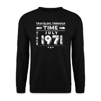 Vintage Zeitreise Geburtstags Design Juli 1971 - Unisex Pullover - Schwarz - Vorne - Alina (178cm) & Michal (187cm)