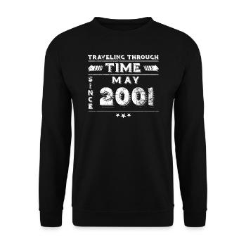Vintage Time Travel anniversaire Design mai 2001 - Sweat-shirt Unisexe - noir - Devant - Alina (178cm) & Michal (187cm)