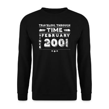 Vintage Time Travel anniversaire Design février 2001 - Sweat-shirt Unisexe - noir - Devant - Alina (178cm) & Michal (187cm)