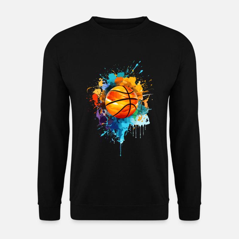 Peinture de basket-ball colorée Splash Splash Splash de couleur - Sweat-shirt Unisexe - noir