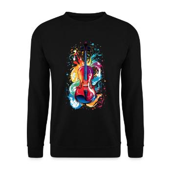 Violoncelle multicolore éclaboussure de couleur violon peinture éclaboussure - Sweat-shirt Unisexe - noir - Devant - Alina (178cm) & Michal (187cm)