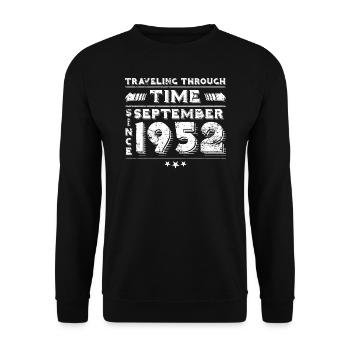Vintage Zeitreise Geburtstags Design September 195 - Unisex Pullover - Schwarz - Vorne - Alina (178cm) & Michal (187cm)