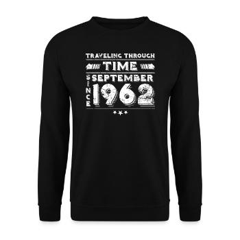 Vintage Time Travel Birthday Design September 196 - Unisex Sweatshirt - black - Front - Alina (178cm) & Michal (187cm)