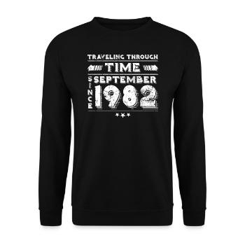 Vintage Zeitreise Geburtstags Design September 198 - Unisex Pullover - Schwarz - Vorne - Alina (178cm) & Michal (187cm)