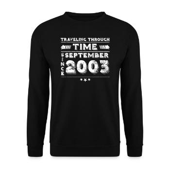 Vintage Zeitreise Geburtstags Design September 200 - Unisex Pullover - Schwarz - Vorne - Alina (178cm) & Michal (187cm)