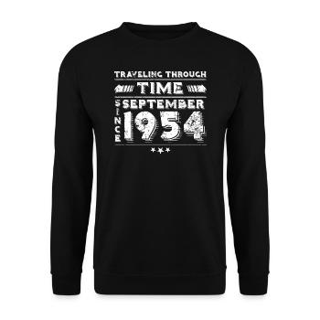 Vintage Zeitreise Geburtstags Design September 195 - Unisex Pullover - Schwarz - Vorne - Alina (178cm) & Michal (187cm)
