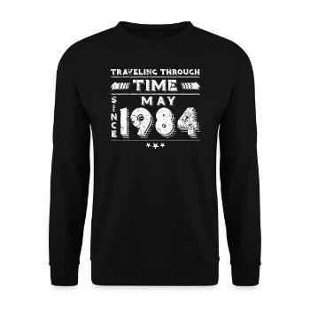 Vintage Zeitreise Geburtstags Design Mai 1984 - Unisex Pullover - Schwarz - Vorne - Alina (178cm) & Michal (187cm)