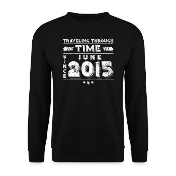 Conception d'anniversaire de voyage dans le temps vintage juin 2015 - Sweat-shirt Unisexe - noir - Devant - Alina (178cm) & Michal (187cm)