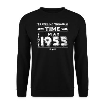 Conception d'anniversaire de voyage dans le temps vintage, mai 1955 - Sweat-shirt Unisexe - noir - Devant - Alina (178cm) & Michal (187cm)