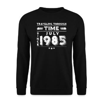 Conception d'anniversaire de voyage dans le temps vintage juillet 1985 - Sweat-shirt Unisexe - noir - Devant - Alina (178cm) & Michal (187cm)