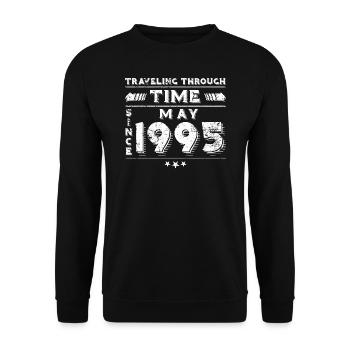 Conception d'anniversaire de voyage dans le temps vintage mai 1995 - Sweat-shirt Unisexe - noir - Devant - Alina (178cm) & Michal (187cm)