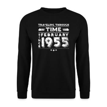 Conception d'anniversaire de voyage dans le temps vintage, février 1955 - Sweat-shirt Unisexe - noir - Devant - Alina (178cm) & Michal (187cm)