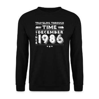 Vintage Time Travel anniversaire Design décembre 1986 - Sweat-shirt Unisexe - noir - Devant - Alina (178cm) & Michal (187cm)