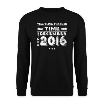 Vintage Zeitreise Geburtstags Design Dezember 2016 - Unisex Pullover - Schwarz - Vorne - Alina (178cm) & Michal (187cm)