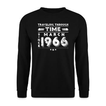 Vintage Zeitreise Geburtstags Design März 1966 - Unisex Pullover - Schwarz - Vorne - Alina (178cm) & Michal (187cm)