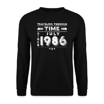 Vintage Time Travel anniversaire Design juillet 1986 - Sweat-shirt Unisexe - noir - Devant - Alina (178cm) & Michal (187cm)