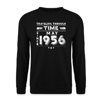 Vintage Zeitreise Geburtstags Design Mai 1956 - Unisex Pullover - Schwarz - Vorne - Alina (178cm) & Michal (187cm)