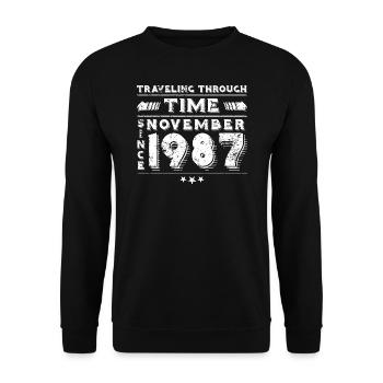 Vintage Time Travel anniversaire Design novembre 1987 - Sweat-shirt Unisexe - noir - Devant - Alina (178cm) & Michal (187cm)