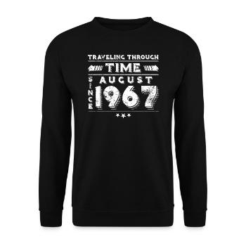Vintage Time Travel anniversaire Design août 1967 - Sweat-shirt Unisexe - noir - Devant - Alina (178cm) & Michal (187cm)