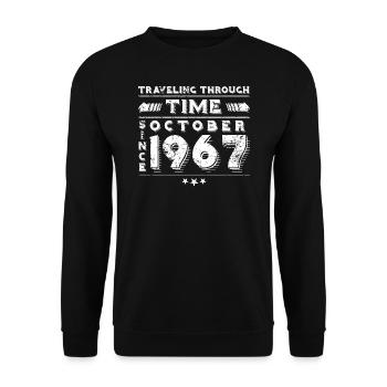 Vintage Time Travel anniversaire Design octobre 1967 - Sweat-shirt Unisexe - noir - Devant - Alina (178cm) & Michal (187cm)