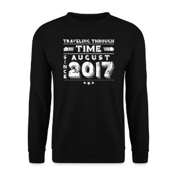 Vintage Time Travel anniversaire Design août 2017 - Sweat-shirt Unisexe - noir - Devant - Alina (178cm) & Michal (187cm)
