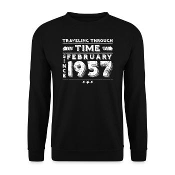 Vintage Time Travel anniversaire Design février 1957 - Sweat-shirt Unisexe - noir - Devant - Alina (178cm) & Michal (187cm)