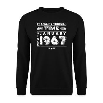 Vintage Time Travel anniversaire Design janvier 1967 - Sweat-shirt Unisexe - noir - Devant - Alina (178cm) & Michal (187cm)